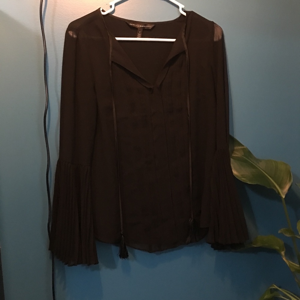White House black market boho sheer blouse